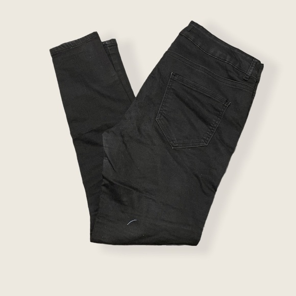 Zara Basic Black Denim Moto Skinny Jeans Size 8